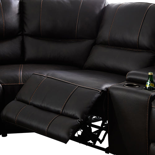 Round Corner Genuine Leather Dark Brown Electric Recliner with 2x Cup Holders Lounge Set for Living Room Deals499