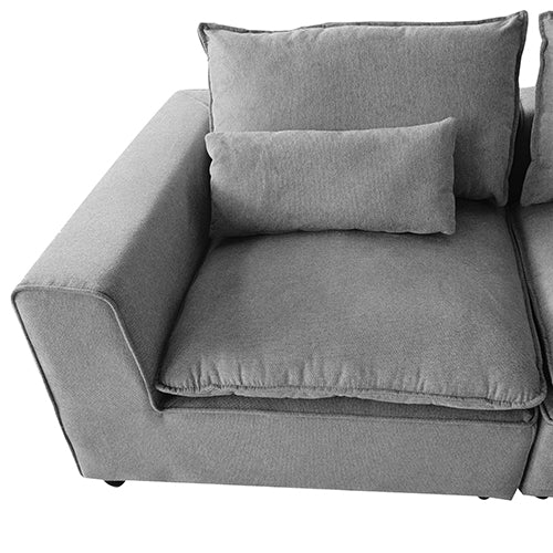 6 Seater Cloud Sectional Sofa in Belfast Fabric Grey Living Room Couch with Ottoman Deals499