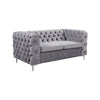 2 Seater Sofa Classic Button Tufted Lounge in Grey Velvet Fabric with Metal Legs Deals499