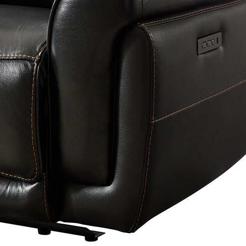 6 Seater Corner Sofa with Genuine Leather Black Armless Recliners Straight Console Lounge Set for Living Room Deals499
