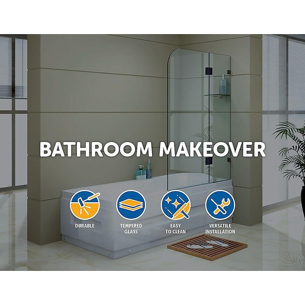 1200 x 1450mm Frameless Bath Panel 10mm Glass Shower Screen By Della Francesca Deals499