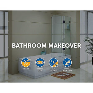 1200 x 1450mm Frameless Bath Panel 10mm Glass Shower Screen By Della Francesca Deals499