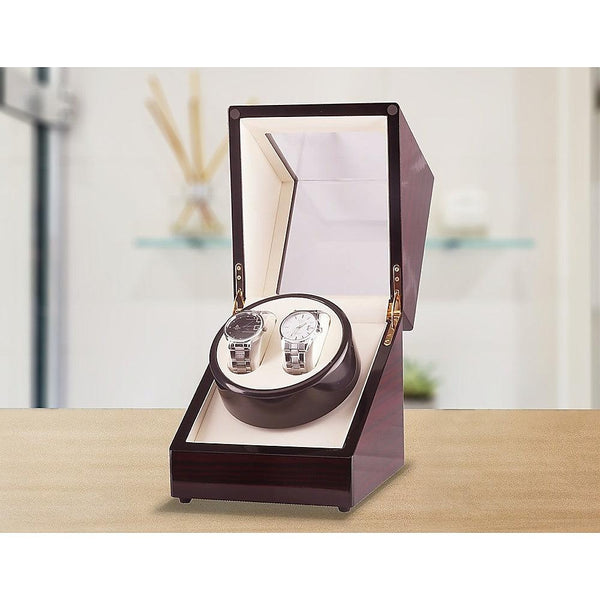 Automatic Dual Watch Winder Wood Display Box Case Motor Rotation Storage Deals499