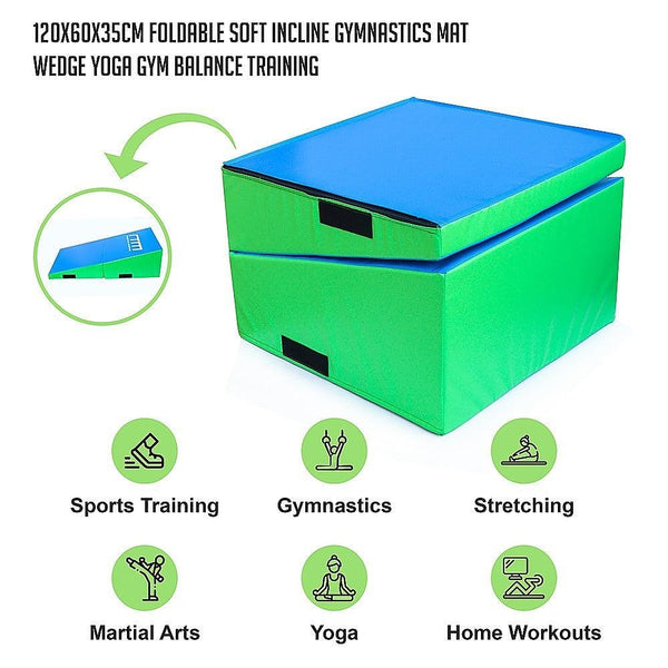 120x60x35cm Foldable Soft Incline Gymnastics Mat Wedge Yoga Gym Balance Training Deals499