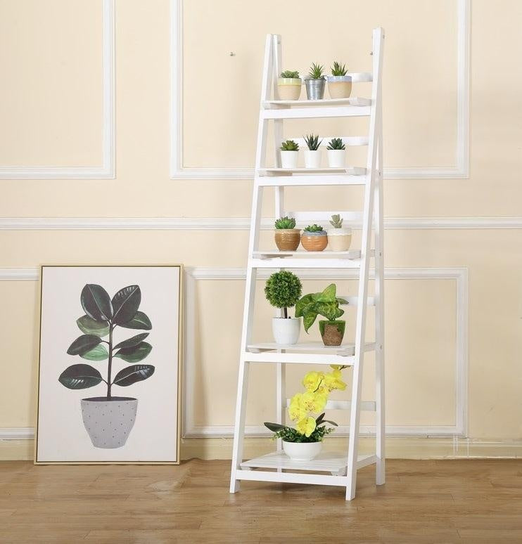 5 Tier Wooden Ladder Shelf Stand Storage Book Shelves Shelving Display Rack Deals499