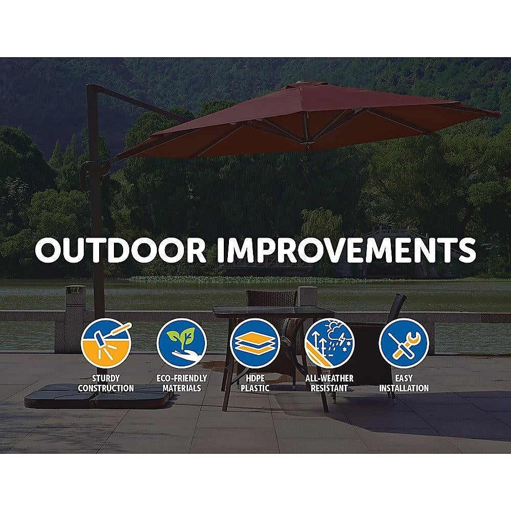 Outdoor Patio 4-Piece Cantilever Offset 3M Umbrella Base Stand Weight Water Sand Deals499
