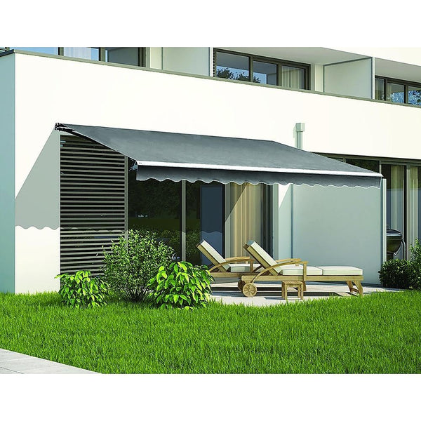 Outdoor Folding Arm Awning Retractable Sunshade Canopy Grey 5.0m x 2.5m Deals499