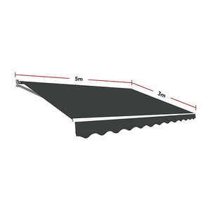 Motorised Outdoor Folding Arm Awning Retractable Sunshade Canopy Grey 5.0m x 3.0m Deals499