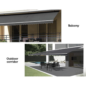 Motorised Outdoor Folding Arm Awning Retractable Sunshade Canopy Grey 5.0m x 3.0m Deals499