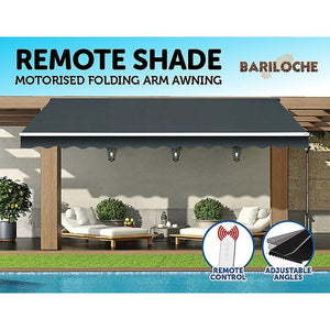 Motorised Outdoor Folding Arm Awning Retractable Sunshade Canopy Grey 5.0m x 3.0m Deals499