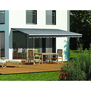 Motorised Outdoor Folding Arm Awning Retractable Sunshade Canopy Grey 5.0m x 3.0m Deals499