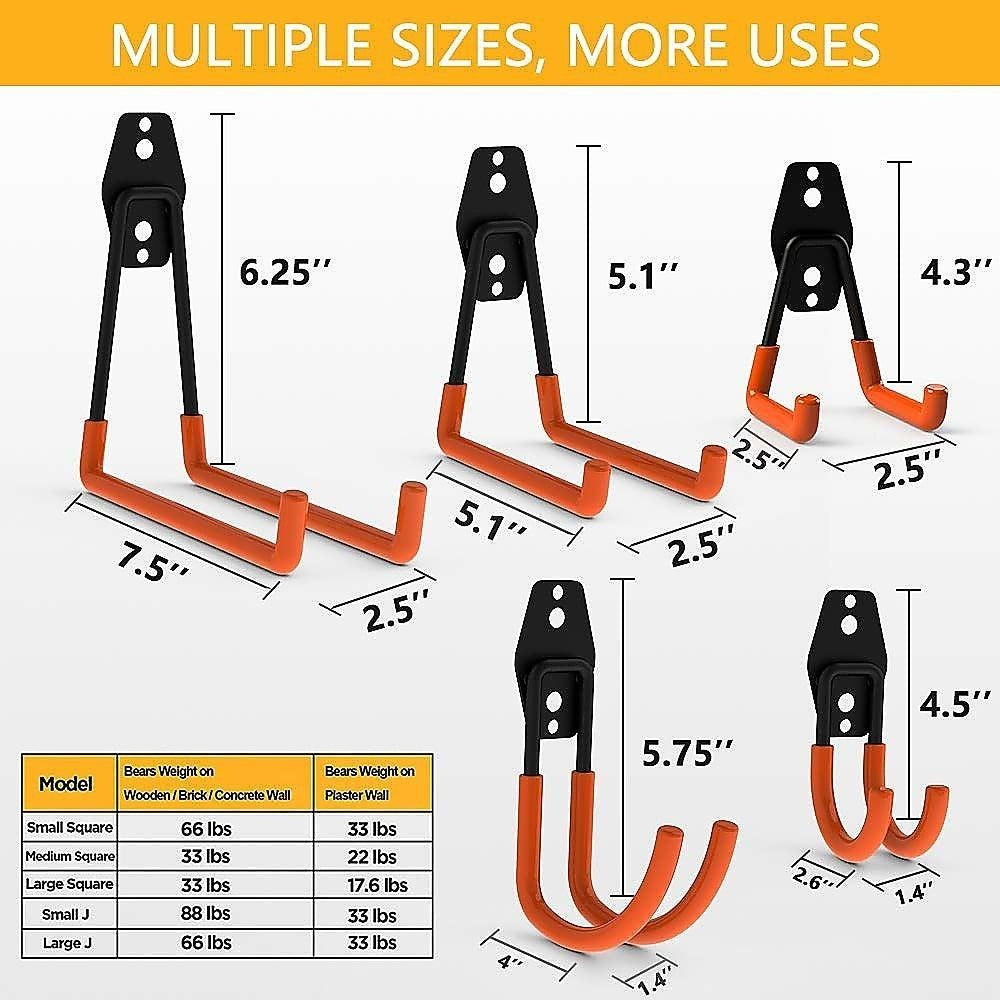 12-Pack Wall Mount Garage Hooks Tool Storage Workshop Organiser Heavy Duty Steel Deals499