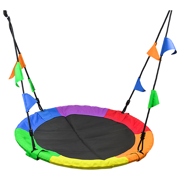 1m Tree Swing in Multi-Color Rainbow Kids Indoor/Outdoor Round Mat Saucer Swing Deals499