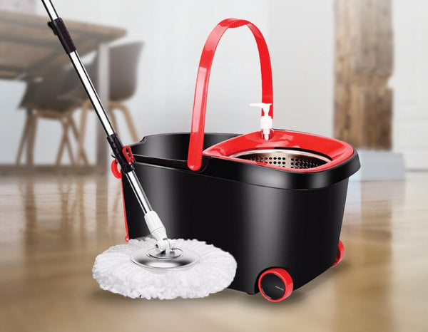Spin Rotating Mop and Bucket Set with Wheels and 4 Microfibre Mop Heads Deals499