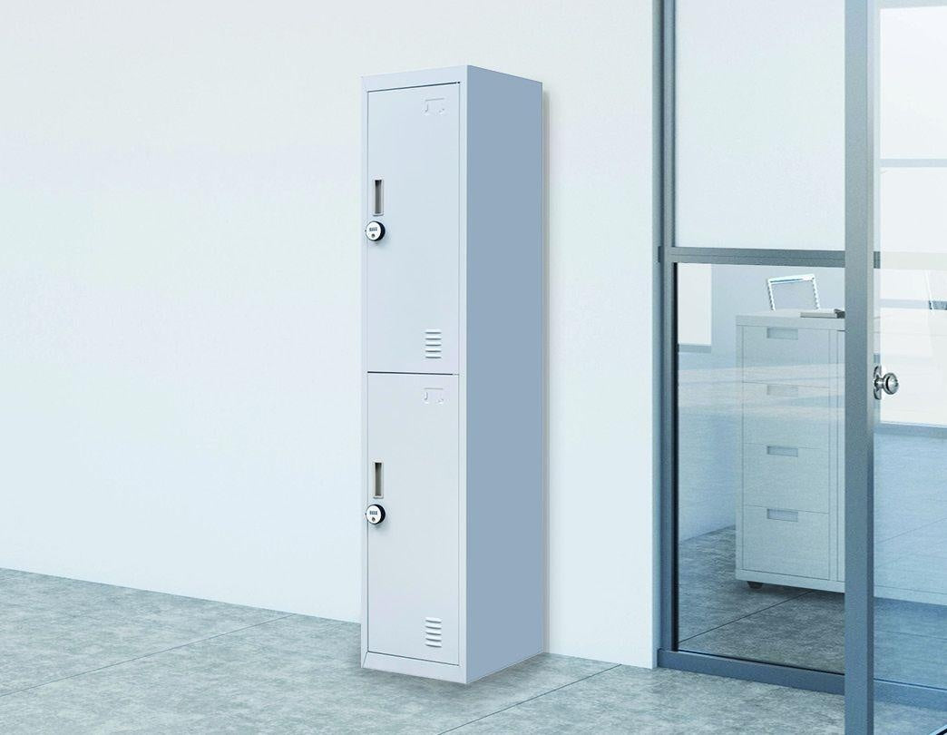4-Digit Combination Lock 2-Door Vertical Locker for Office Gym Shed School Home Storage Grey Deals499
