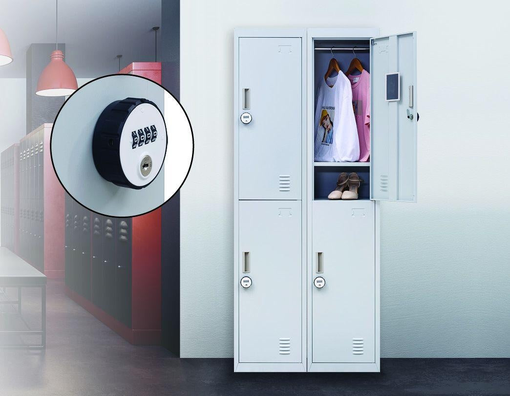 4-Digit Combination Lock 2-Door Vertical Locker for Office Gym Shed School Home Storage Grey Deals499