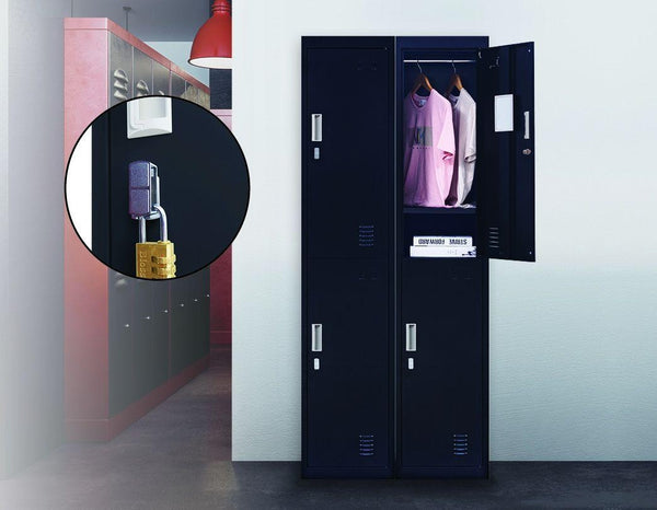 Padlock-operated lock 2-Door Vertical Locker for Office Gym Shed School Home Storage Black Deals499
