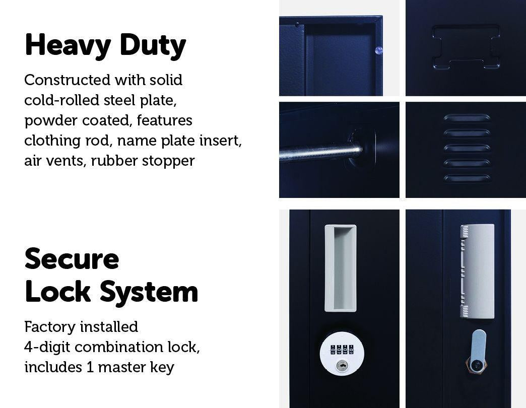 4-Digit Combination Lock 2-Door Vertical Locker for Office Gym Shed School Home Storage Black Deals499