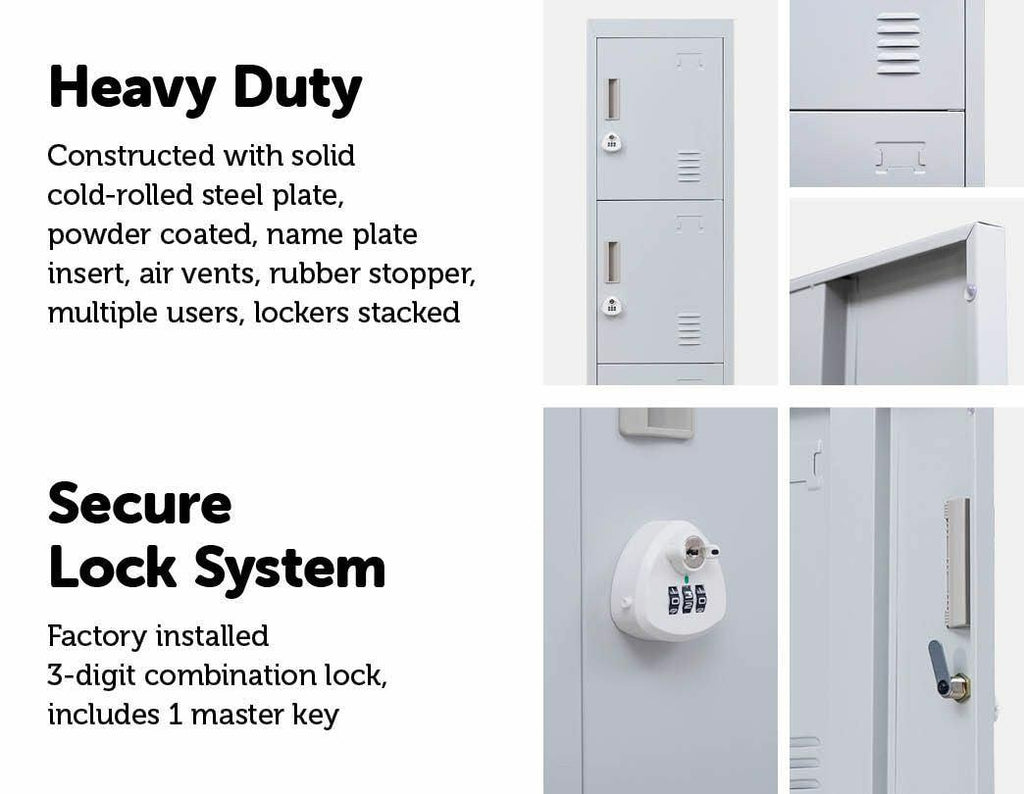 3-digit Combination Lock 4 Door Locker for Office Gym Grey Deals499