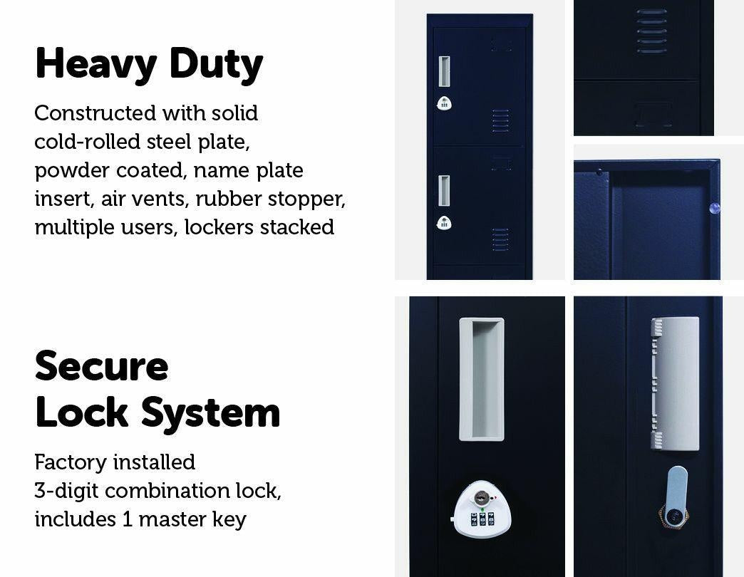 3-digit Combination Lock 4 Door Locker for Office Gym Black Deals499