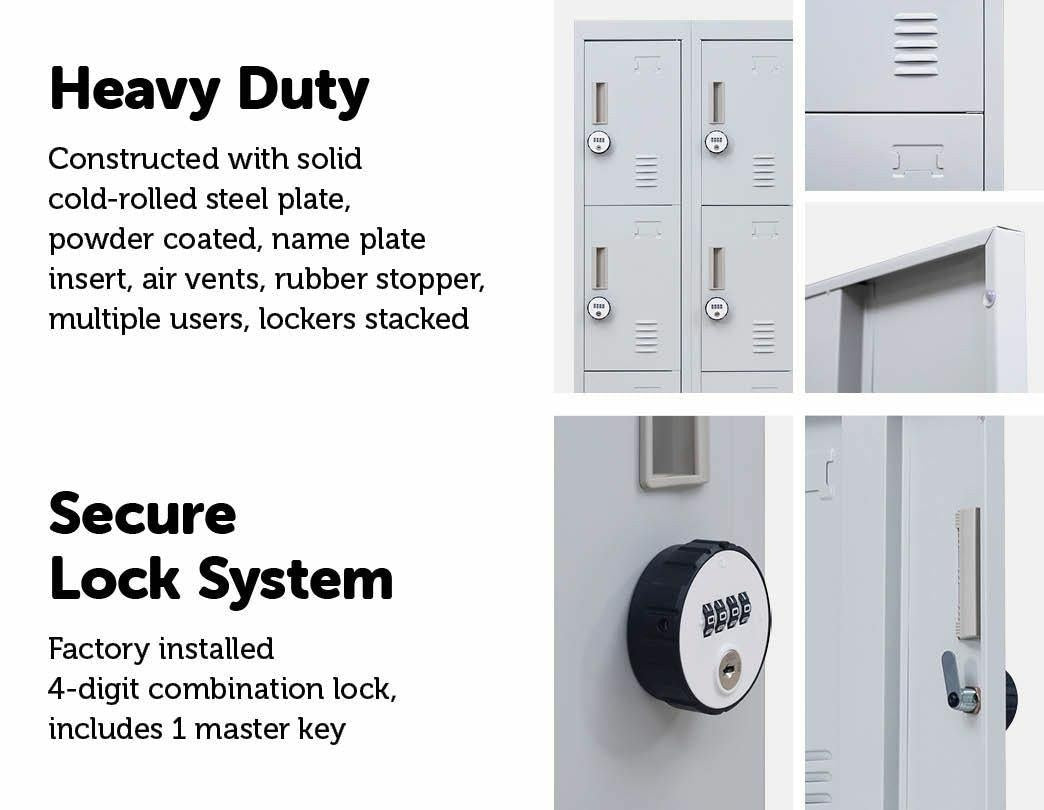 4-Digit Combination Lock 12 Door Locker for Office Gym - Light Grey Deals499