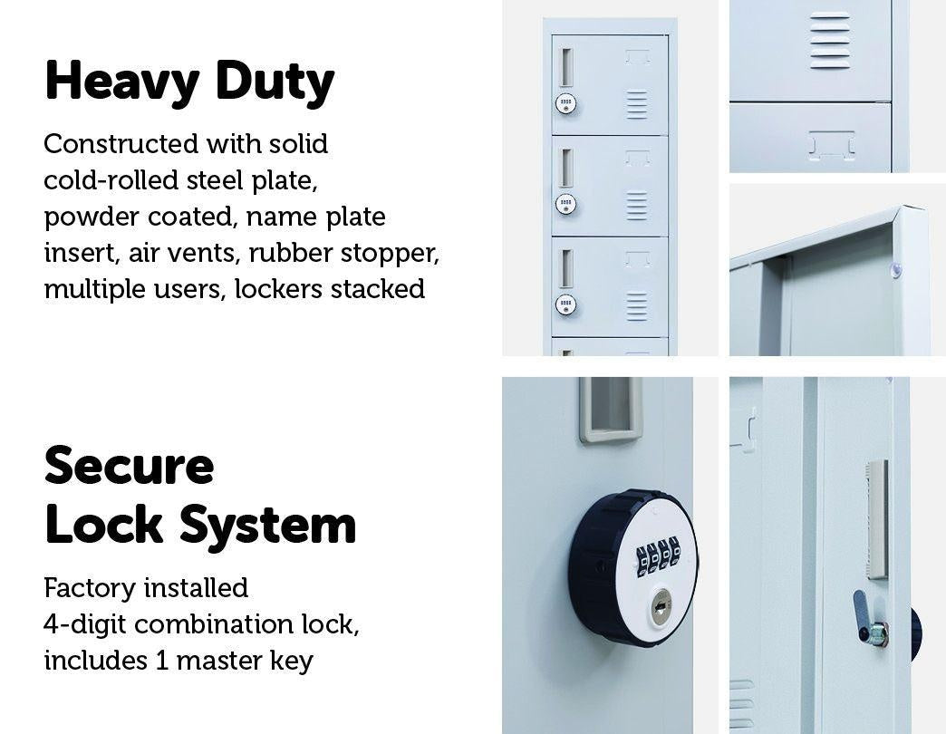 4-Digit Combination Lock 6-Door Locker for Office Gym Shed School Home Storage Grey Deals499