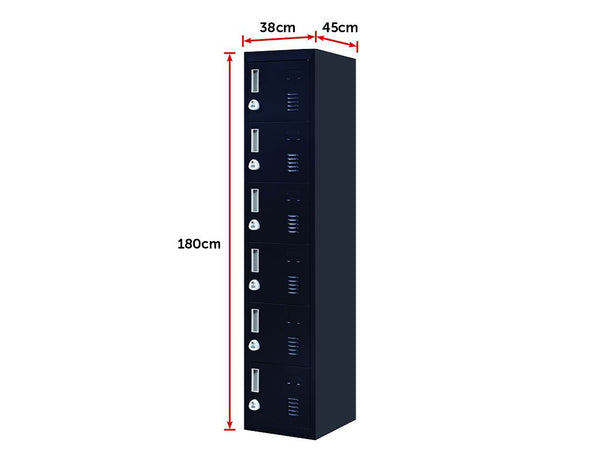 3-Digit Combination Lock 6-Door Locker for Office Gym Shed School Home Storage Black Deals499