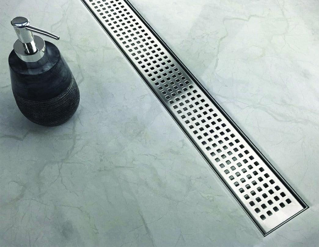 1000mm Bathroom Shower Stainless Steel Grate Drain w/Centre outlet Floor Waste Square Pattern Deals499