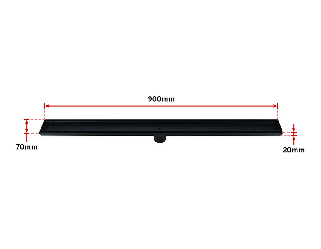 900mm Tile Insert Bathroom Shower Black Grate Drain w/Centre outlet Floor Waste Deals499