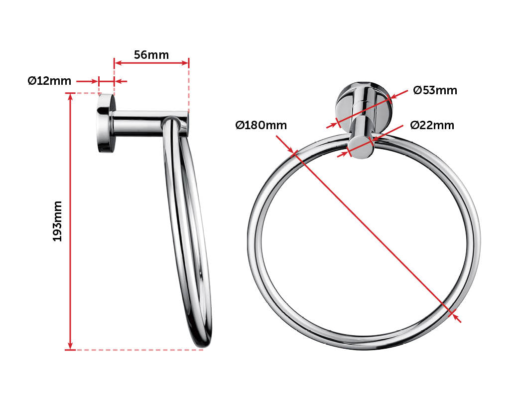 Classic Chrome Towel Bar Rail Ring Bathroom Deals499