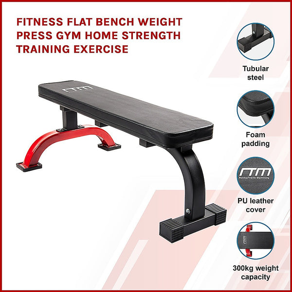 Fitness Flat Bench Weight Press Gym Home Strength Training Exercise Deals499