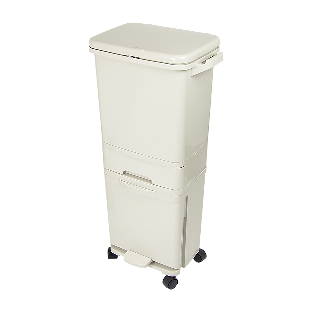 42L Rubbish Bin Waste Trash Can Pedal Recycling Kitchen Wheel 2 Compartment Deals499