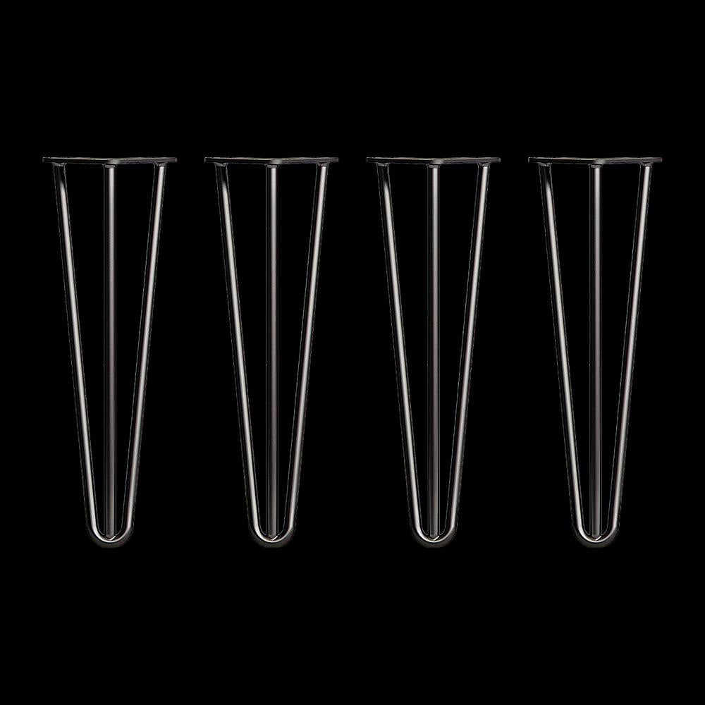 Set of 4 Industrial 3 - Rod Retro Hairpin Table Legs 12mm Steel Bench Desk - 41cm Black Deals499