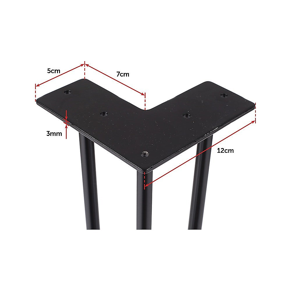 Set of 4 Industrial 3 - Rod Retro Hairpin Table Legs 12mm Steel Bench Desk - 71cm Black Deals499