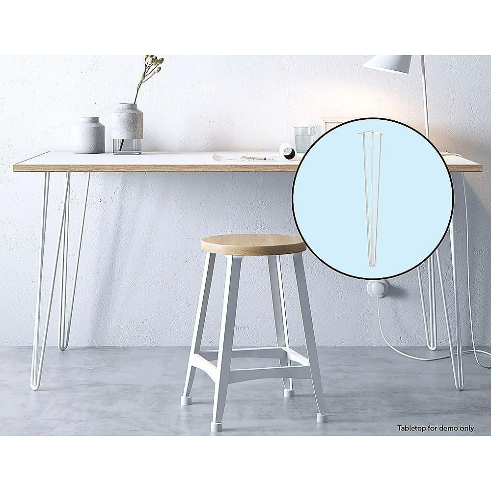 Set of 4 Industrial 3 - Rod Retro Hairpin Table Legs 12mm Steel Bench Desk - 71cm White Deals499