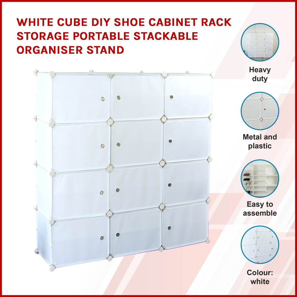 White Cube DIY Shoe Cabinet Rack Storage Portable Stackable Organiser Stand Deals499