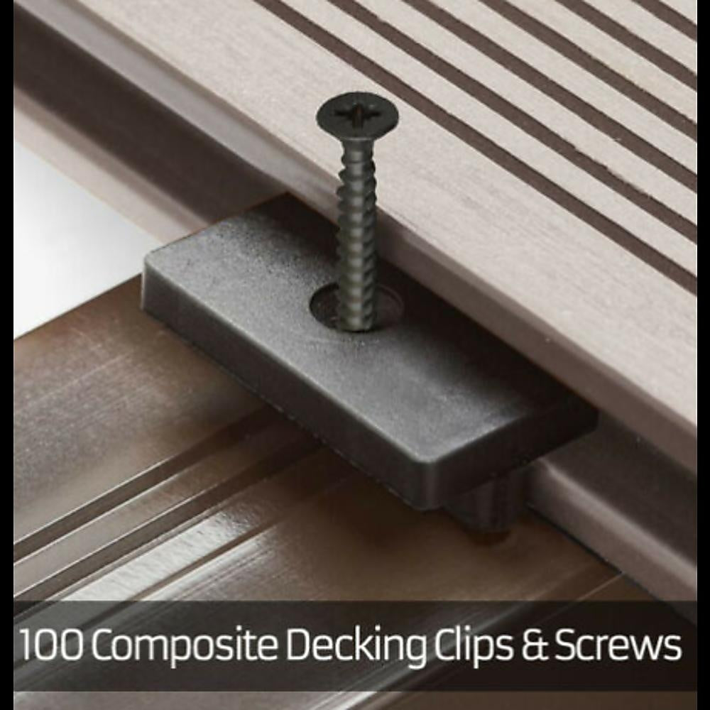 100 Composite Decking Hidden Fixing Fasteners Plastic T Clips & Black Screws Deals499