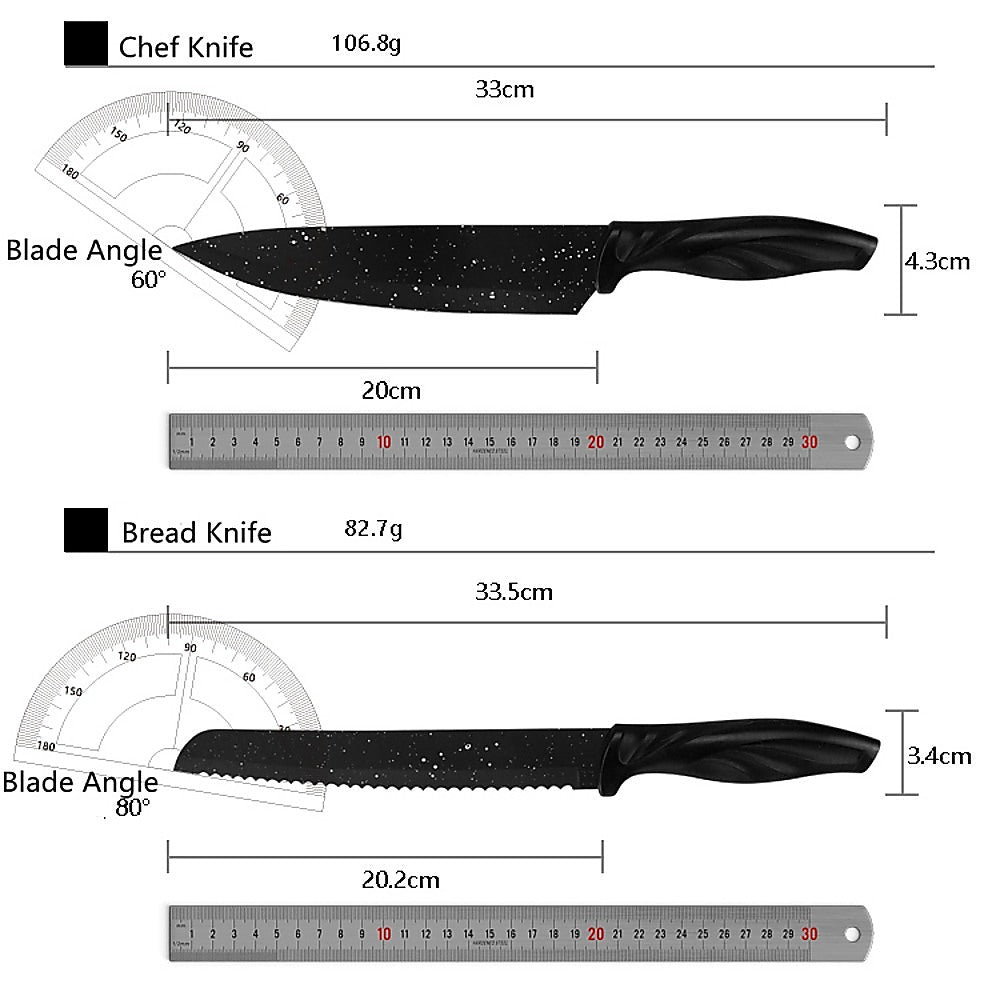 Kitchen 17 Pc Knife Set w/ Block & Sharpener Chef Bread Steak Knives Deals499