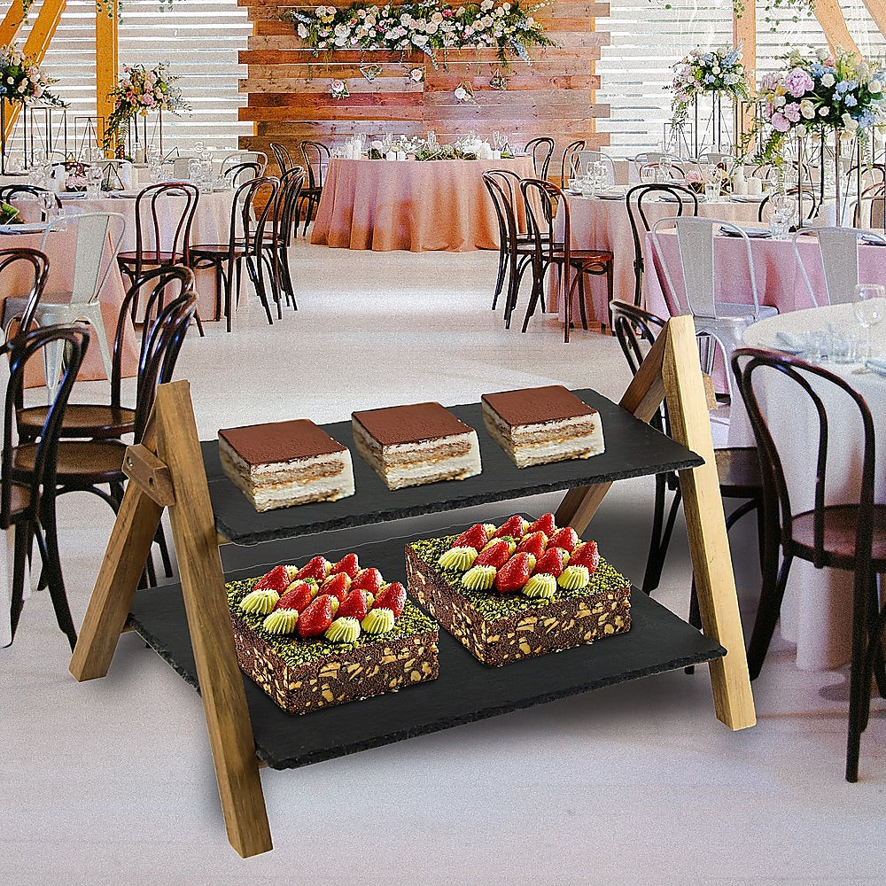 Party 2 Tier Cake Stand Slate Wedding Tiered Serving Stand Afternoon Tea Deals499