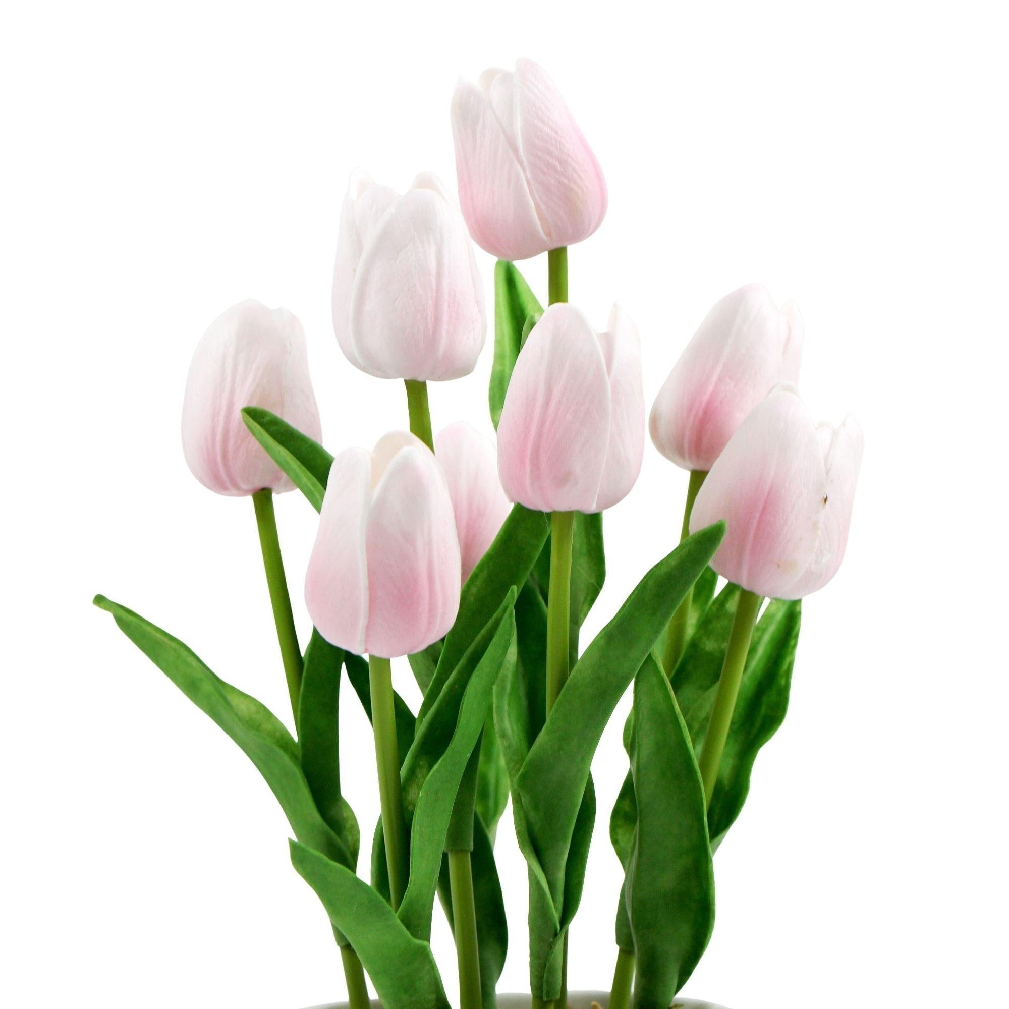 Flowering Pink Artificial Tulip Plant Arrangement With Ceramic Bowl 35cm Deals499