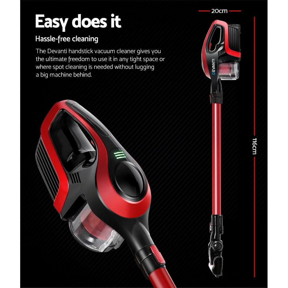 Devanti Cordless Stick Vacuum Cleaner - Black and Red Deals499