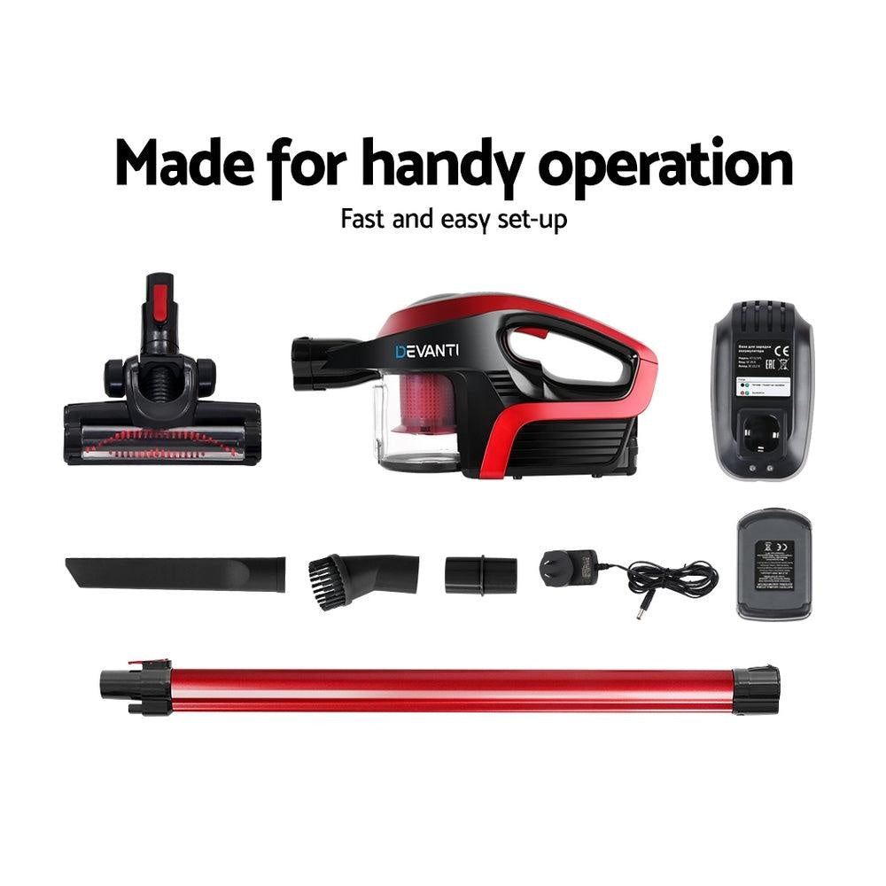 Devanti Cordless Stick Vacuum Cleaner - Black and Red Deals499