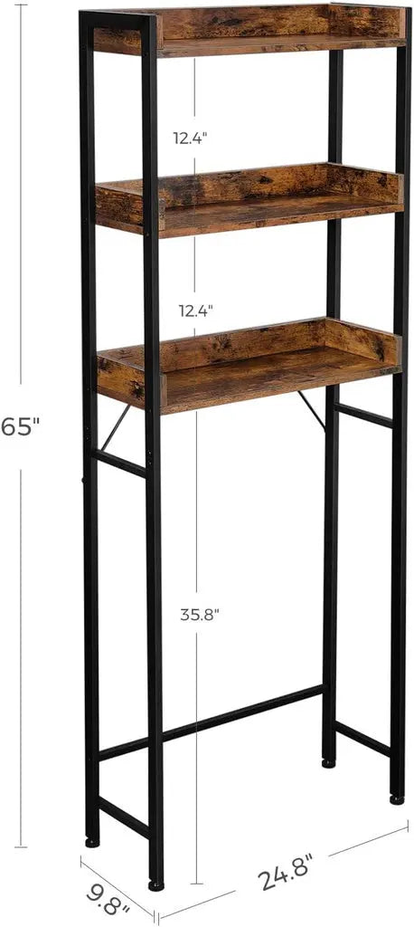 VASAGLE 3-Tier Bathroom Storage Shelf Over Toilet Organizer Rustic Brown and Black Deals499
