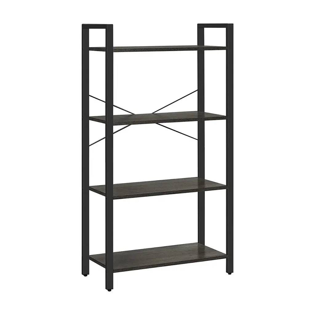 VASAGLE 4-Tier Bookshelf Storage Rack with Steel Frame for Living Room Office Study Hallway Industrial Style Charcoal Grey and Black LLS060B04 Deals499