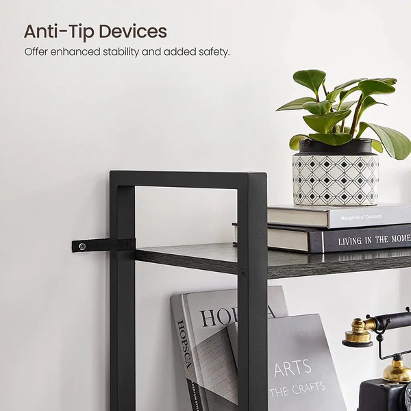 VASAGLE 4-Tier Bookshelf Storage Rack with Steel Frame for Living Room Office Study Hallway Industrial Style Charcoal Grey and Black LLS060B04 Deals499