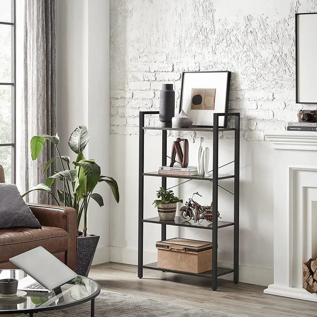 VASAGLE 4-Tier Bookshelf Storage Rack with Steel Frame for Living Room Office Study Hallway Industrial Style Charcoal Grey and Black LLS060B04 Deals499