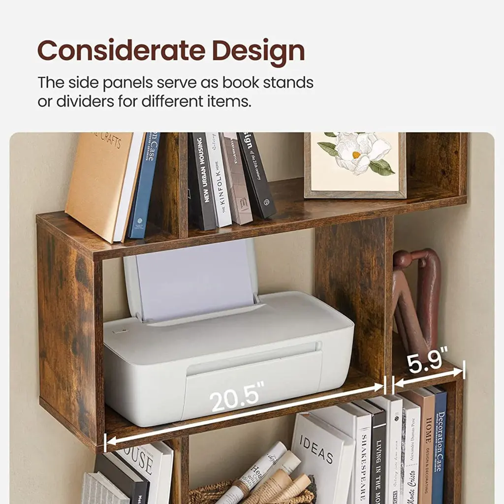 VASAGLE 5-Tier Bookshelf Display Shelf and Room Divider Freestanding Decorative Storage Shelving Rustic Brown LBC62BX Deals499