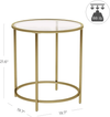 VASAGLE Round Side Table Tempered Glass End Table With Golden Metal Frame Small Coffee Table Gold LGT20G Deals499