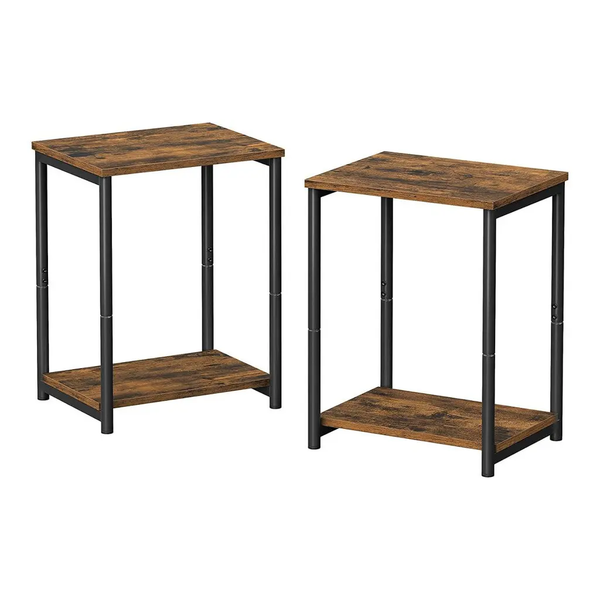 VASAGLE Side Table Set of 2 Vintage Brown with Storage Shelf LET272B01 Deals499