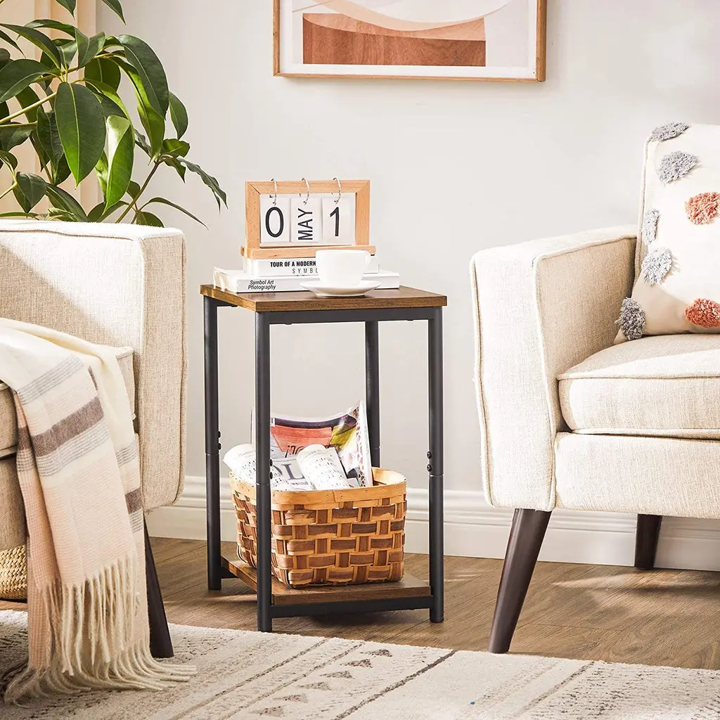 VASAGLE Side Table Set of 2 Vintage Brown with Storage Shelf LET272B01 Deals499